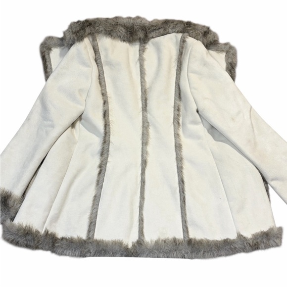 BEBE suede and faux fur trimmed belted Jacket SZ M - Picture 10 of 16